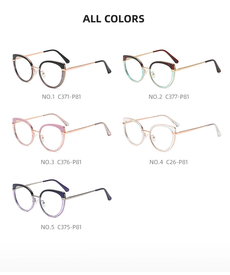 2023 New Design Hot Selling Anti Blue Light Blocking Cat Eye Wholesale Computer Retro Fashion Trendy Fancy Tr90 Optical Glasses