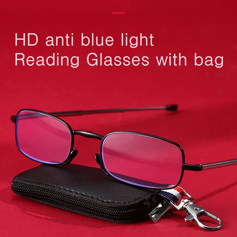 Fashionable Retractable Foldable Portable Anti Blue Light Reading Glasses with Bag