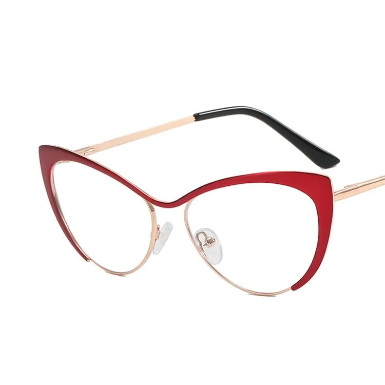 Wholesale Customized UV400 Triangle Cat Eye Metal Frame Anti-Blue Light Glasses
