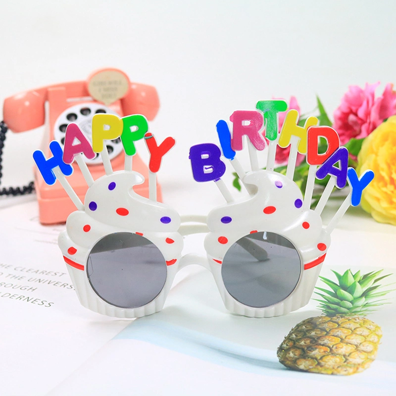 Kids White Sweet Cream Birthday Cake Glasses Festival Happy Birthday Party Promotional Gift Toys Adults Novel Sun Glasses