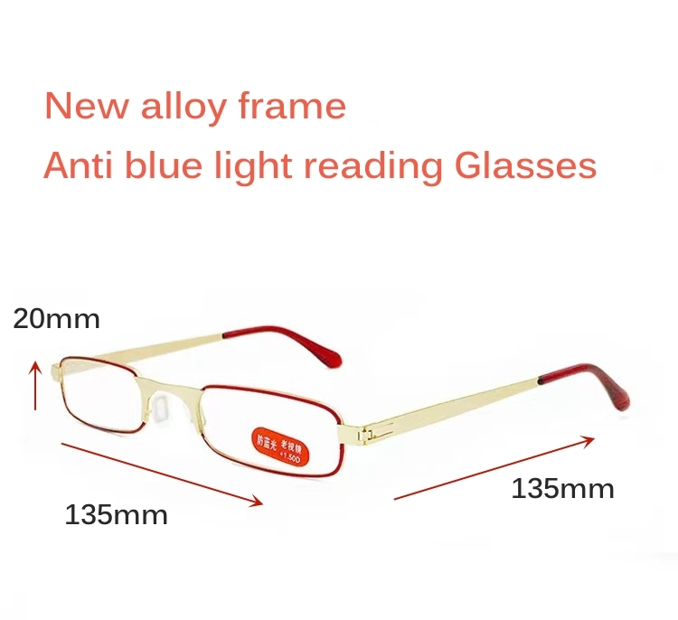 High Quality Alloy Frame HD Silicone Pad Anti Blue Light Reading Glasses