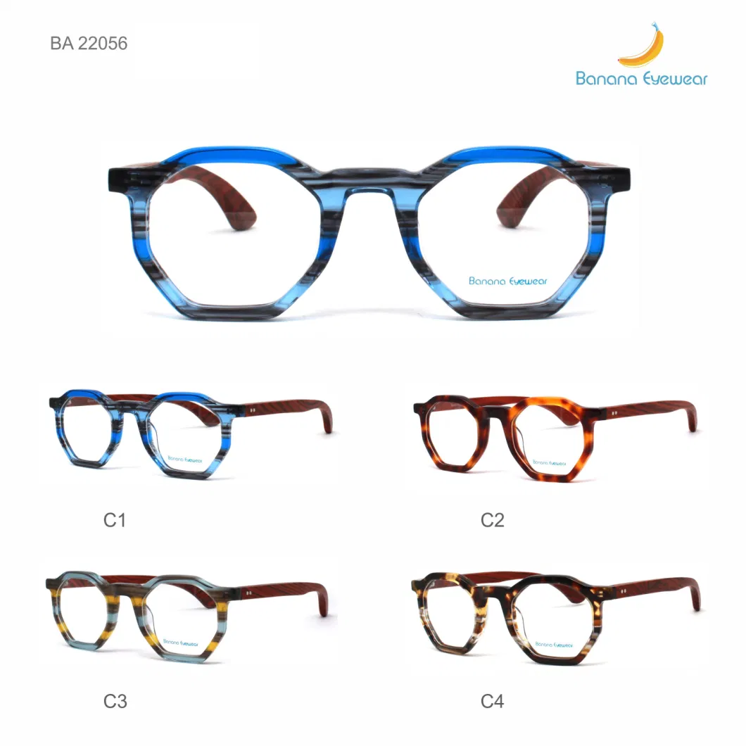 Classical Square Shape Acetate with Wooden Suitable Men and Women Optical Frames