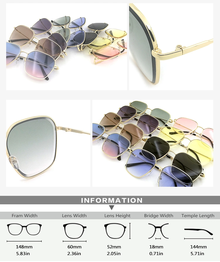 Manufacturer Oversized Colorful Frame Fashionable Sun Glasses Metal Sunglasses for Ladies