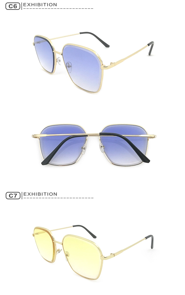 Manufacturer Oversized Colorful Frame Fashionable Sun Glasses Metal Sunglasses for Ladies