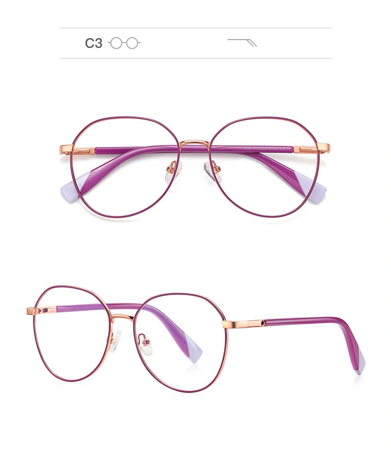 2024 New Classical Progressive Fashion Candy Colors Custom Logo Oval Metal Frame PC Lens Blue Light Blocking Reading Glasses