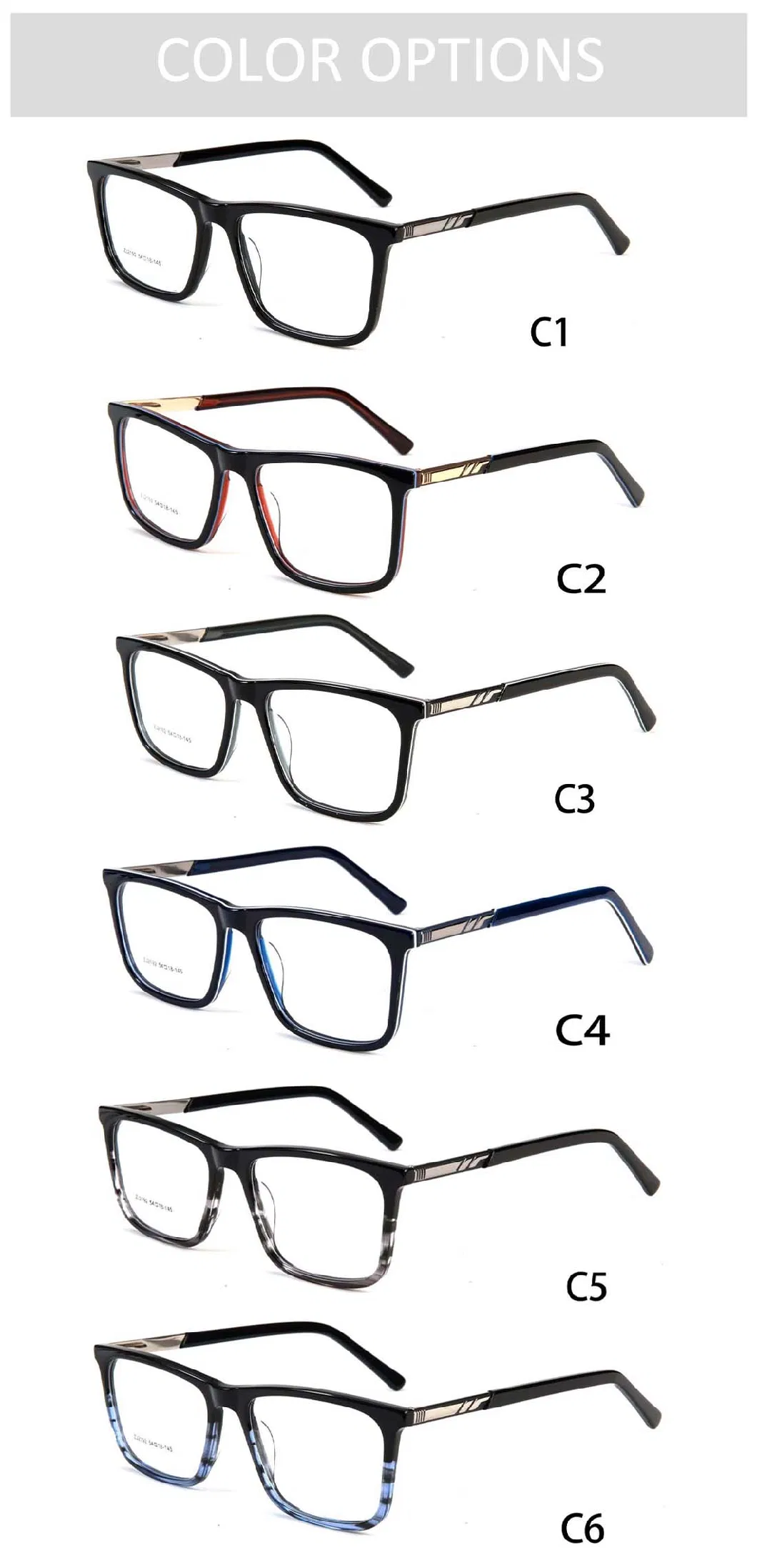 Gd New Model Acetate Eyeglasses Frames Optical in Blue Stripe with Spring Hinge Stainless Optical Frames