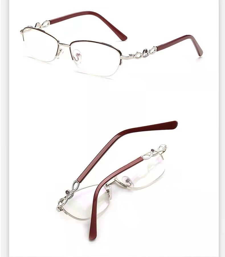 Wholesale Women Half Frame Fashion Alloy Frame Anti Blue Light Reading Glasses