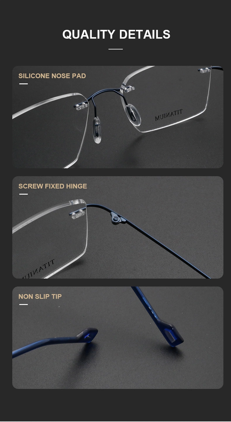 2024 Rimless Executive Optical Glasses Beta Titanium Frame Titan Metal Eyeglasses Eye Glasses Frames for Men