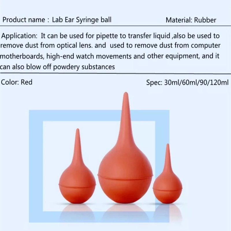 Red Color Rubber Ear Washing Syringe Bulb Plastic Squeeze Bulb Ear Syringe