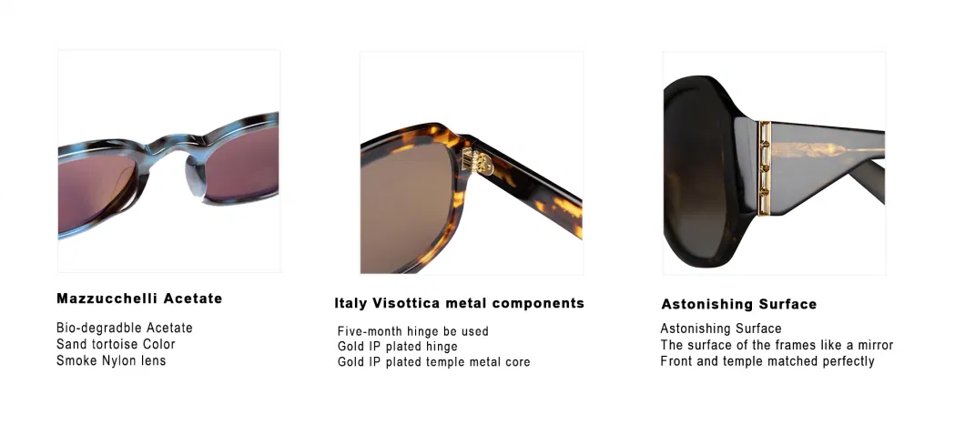 Vintage Acetate Sunglasses Man Style UV400 Minerial Glass Lens Bio Degradable by Shenzhen Supplier