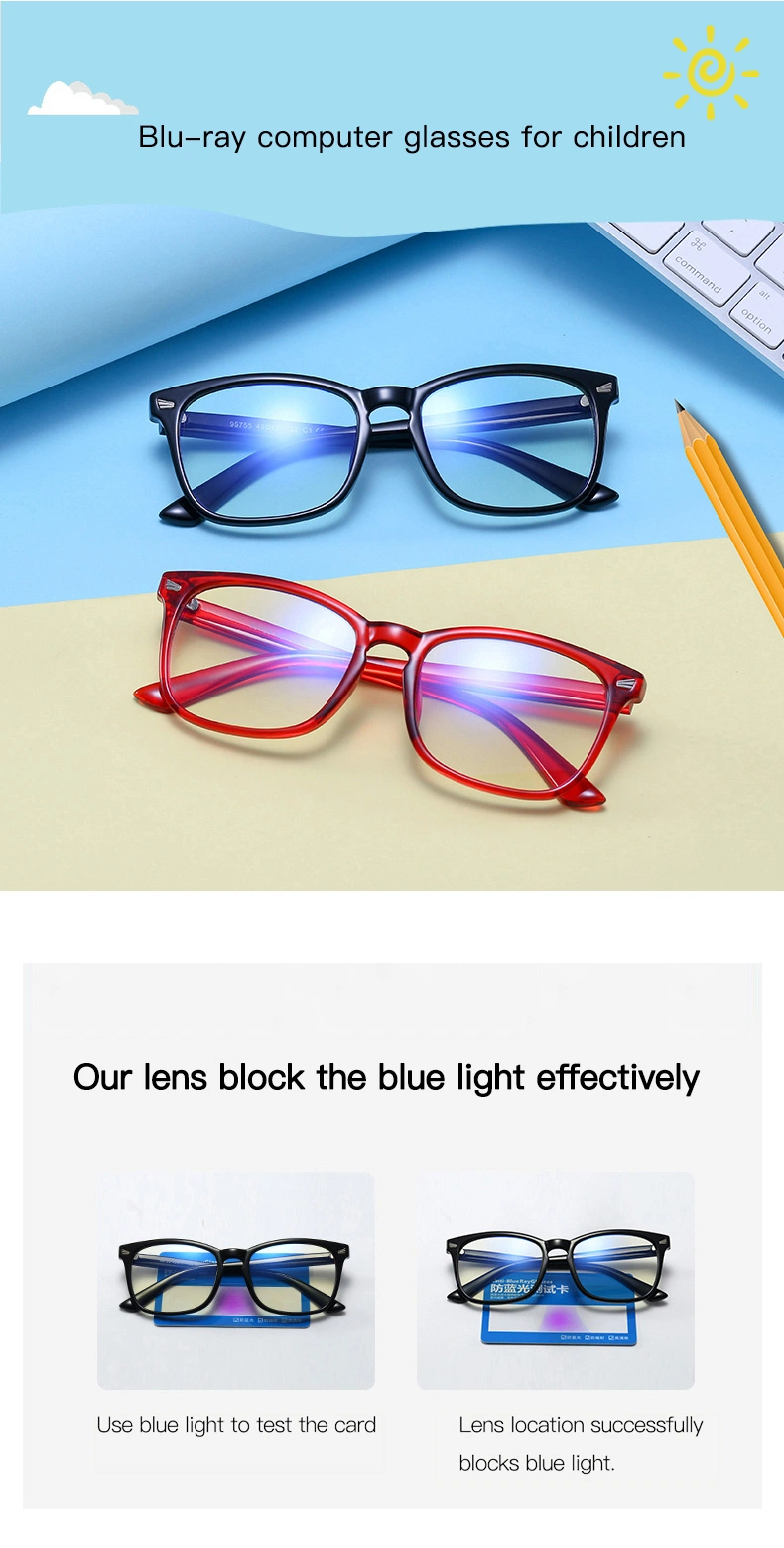 New High Quality Flat Light Boys and Girls Anti Blue Light Blocking Children Kids Computer Learning Fashion Designer Reading Glasses