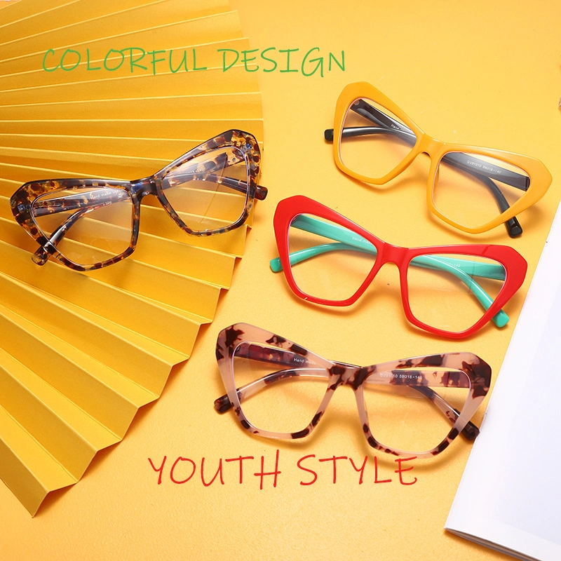 2023 Popular Simple Style Colorful Design Oversized 2023 Cat Eye Frame Anti Blue Light Blocking Computer Glasses
