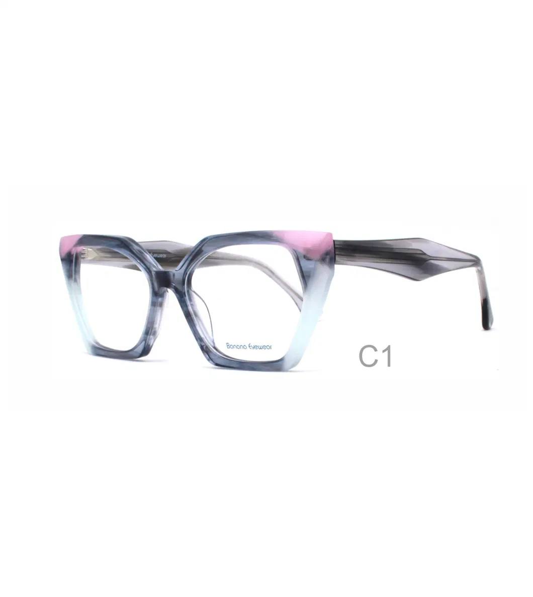 Women Funky Cat Eye Lamination Acetate Eyewear Frames