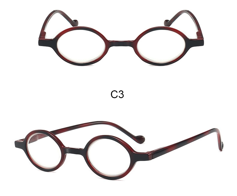 Small Round Frame Portable Anti-Blue Reading Glasses Fashion Round Ultra-Light for Men and Women HD Retro Elderly Flower Glasses