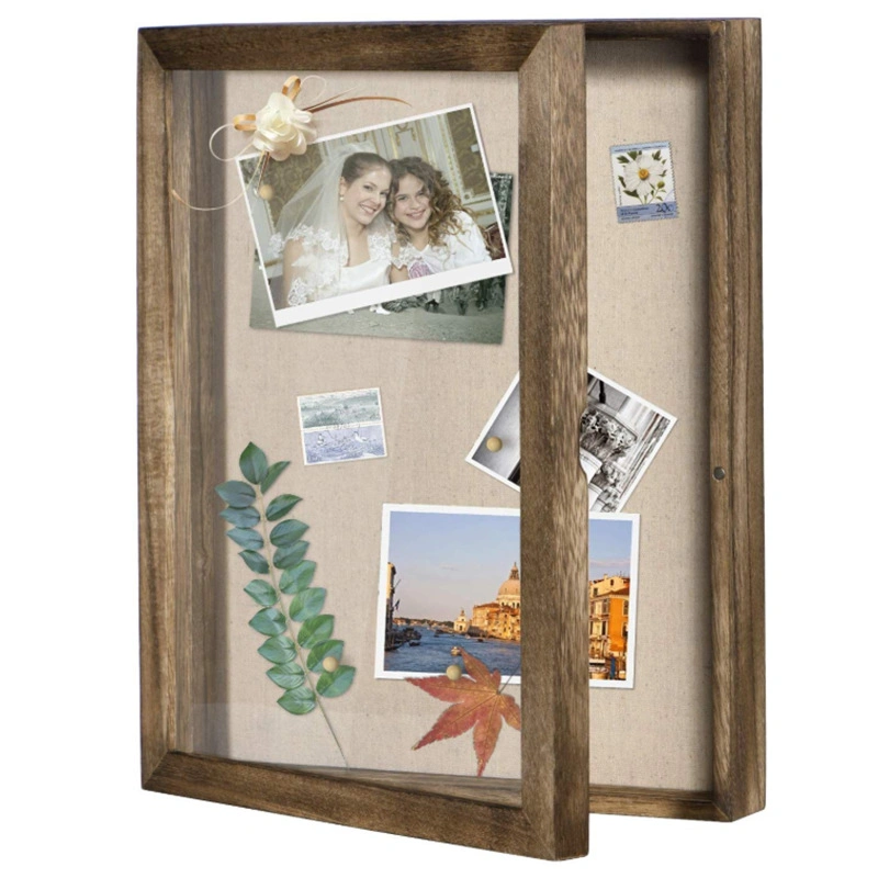 Photo Album Shadow Box 3D Square Picture Frame with Mat, Shadowbox Frame Picture Frame Photos Woodgrain DIY Frames for 3D Wall Decor Tabletop Display