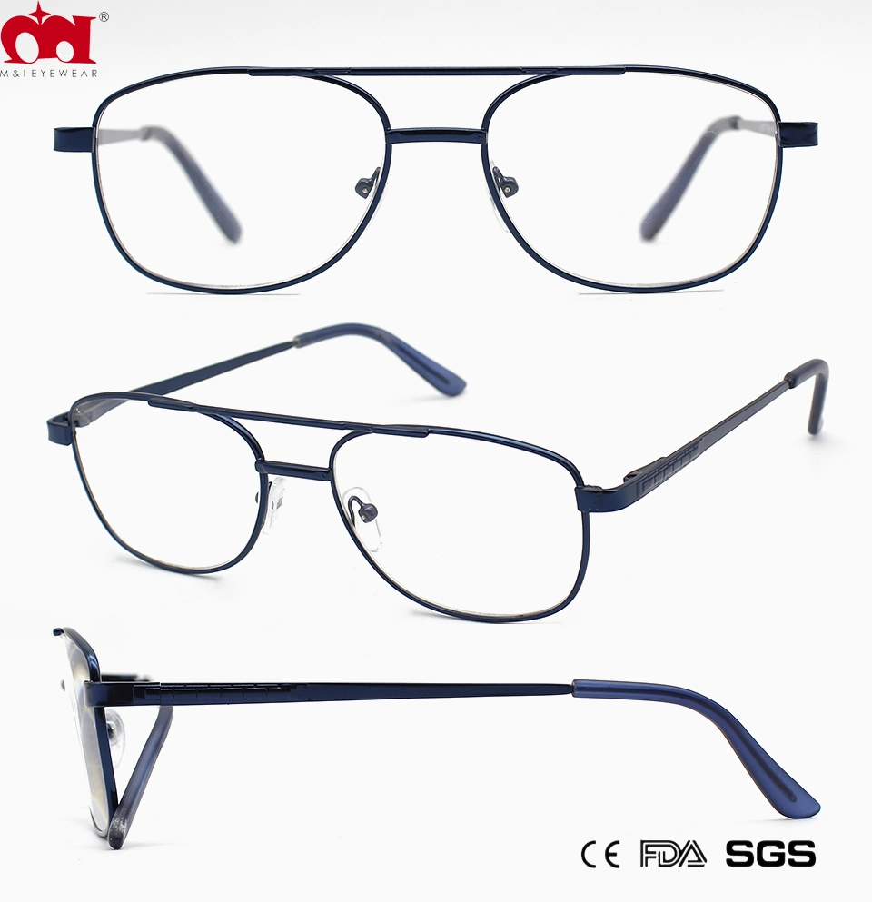 Well-design Double Nose Brige Blue Fashion Metal Reading Glasses (WRM21003)