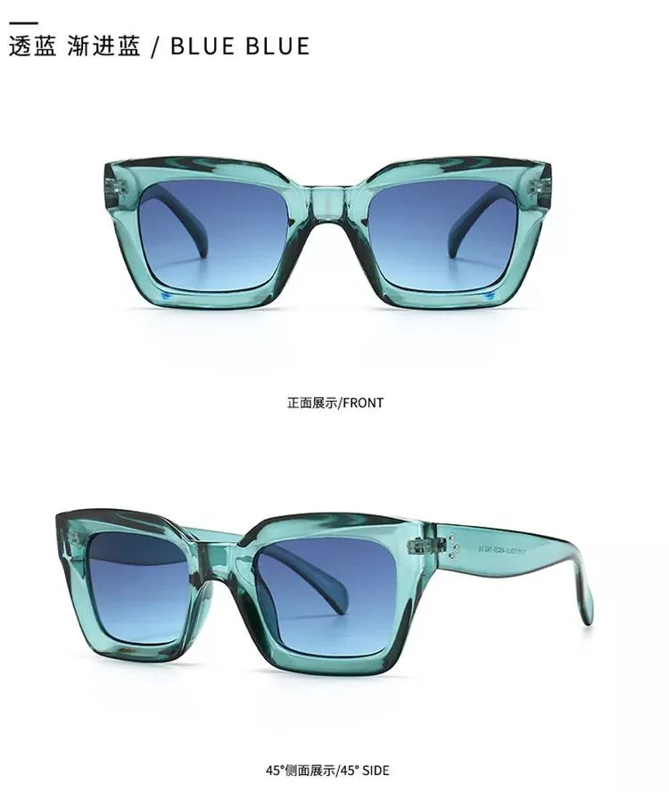 Wholesale Luxury 2022 Fashion Trendy Custom Yellow Lens Colourful Retro Rectangular Latest Oversized Square Ins Sunglasses