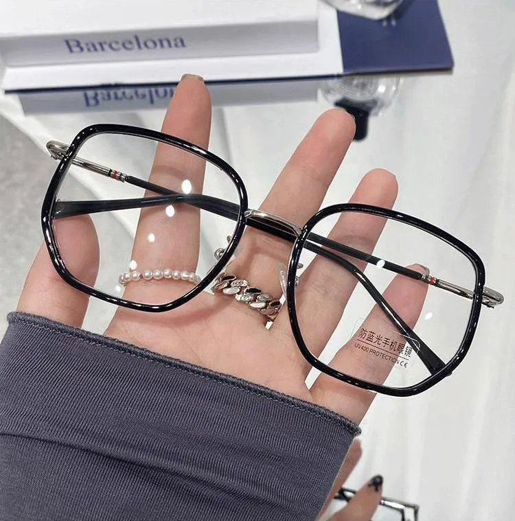 Oversized Square Trendy Fashion Anti Blue Light Eyeglasses Frames Reading Designer Eyewear Women Men Glasses