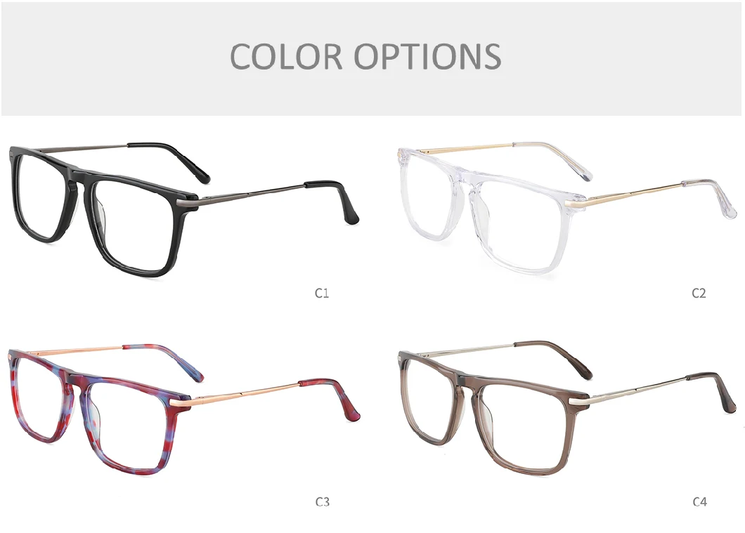 Trend Personality Transparent Polygon Spring Hinge Acetate Metal Combined Glasses
