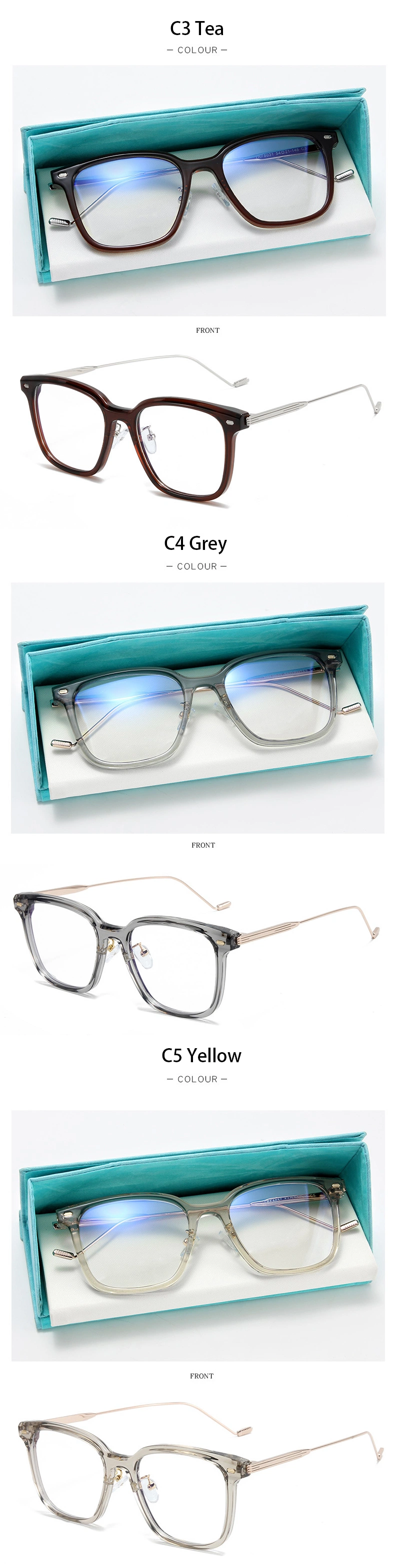 New Fashion Custom High Quality Trendy Eyewear Acetate Metal Woman Optical Glasses Tr90 Frames