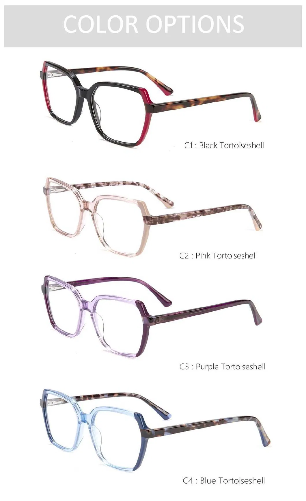 Gd Popular Model with Custom Logo Acetate Eyeglasses Women Optical Frames Glasses Colorful Eyewear Frames