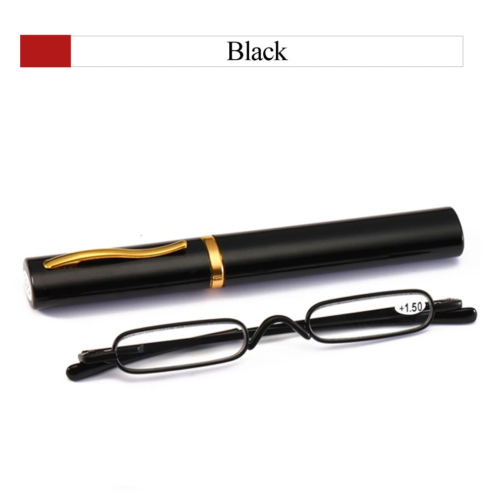 Elegant Metal Frame Ultra-Thin Men Portable Mini Pocket Pen Reading Glasses with Box