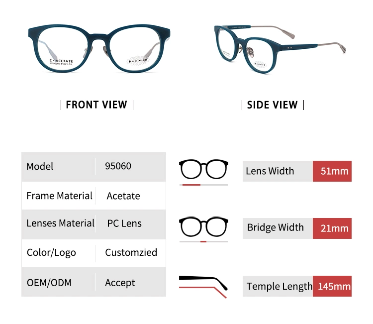 High Quality Premium Designer Acetate Prescription Optical Glasses Frames