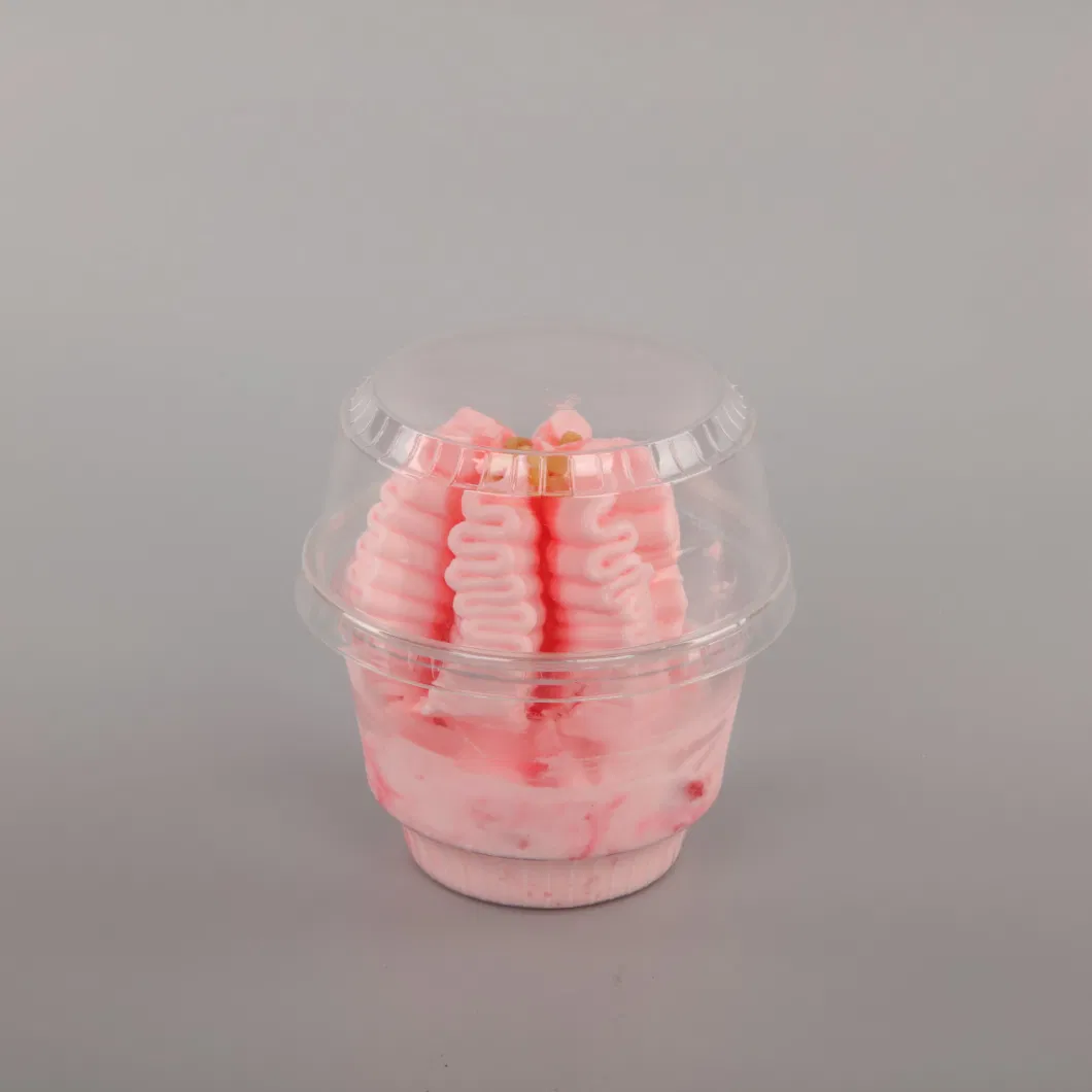 10oz Plastic Ice Cream Cup, Pet Sundae Cup with Lid