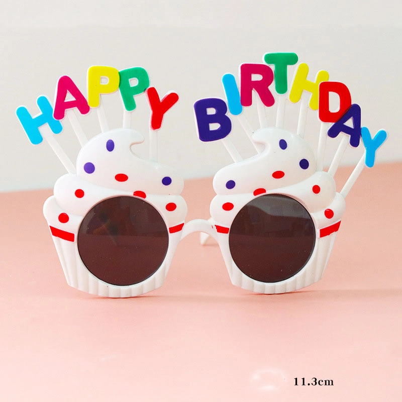 Kids White Sweet Cream Birthday Cake Glasses Festival Happy Birthday Party Promotional Gift Toys Adults Novel Sun Glasses