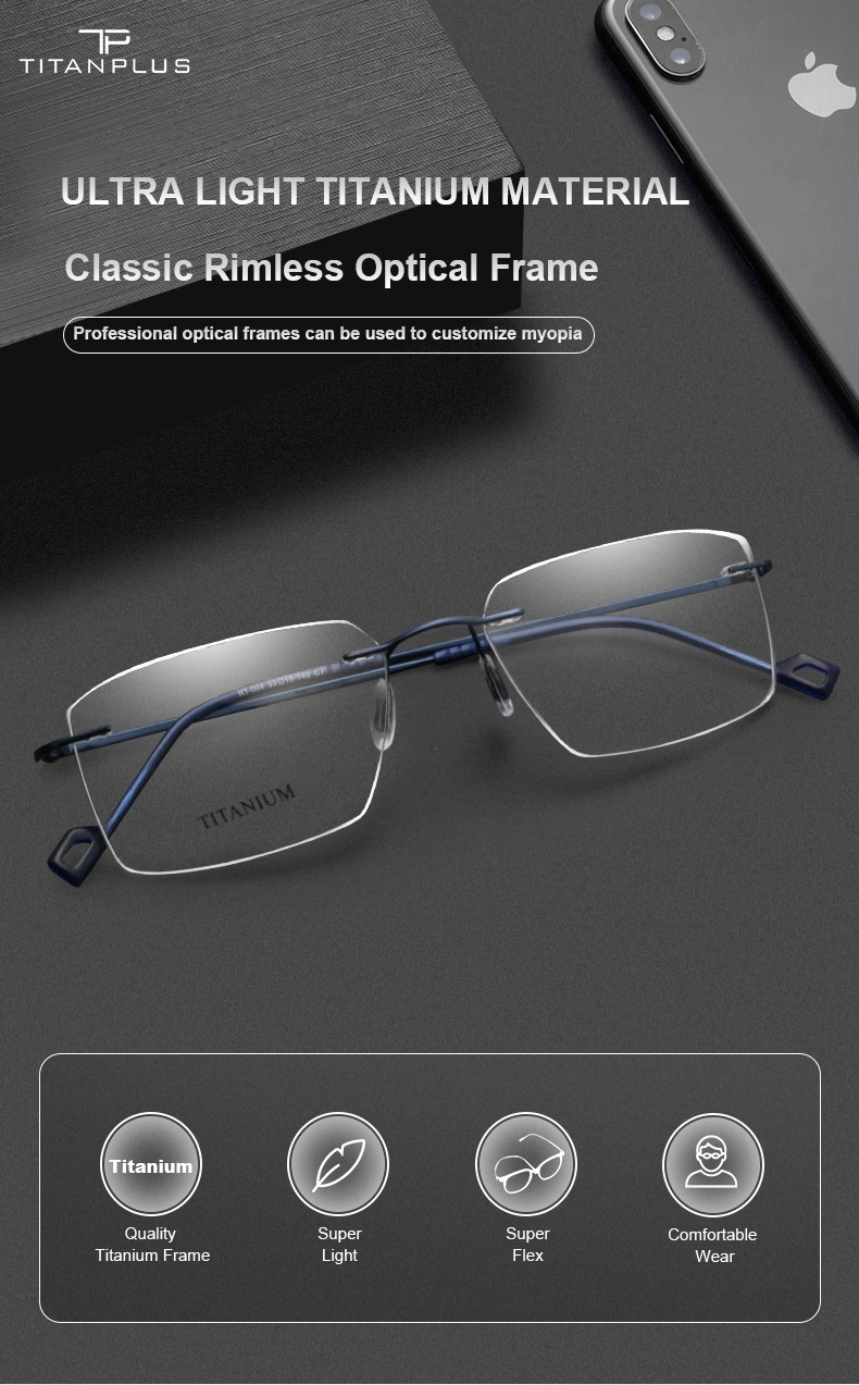 2024 Rimless Executive Optical Glasses Beta Titanium Frame Titan Metal Eyeglasses Eye Glasses Frames for Men