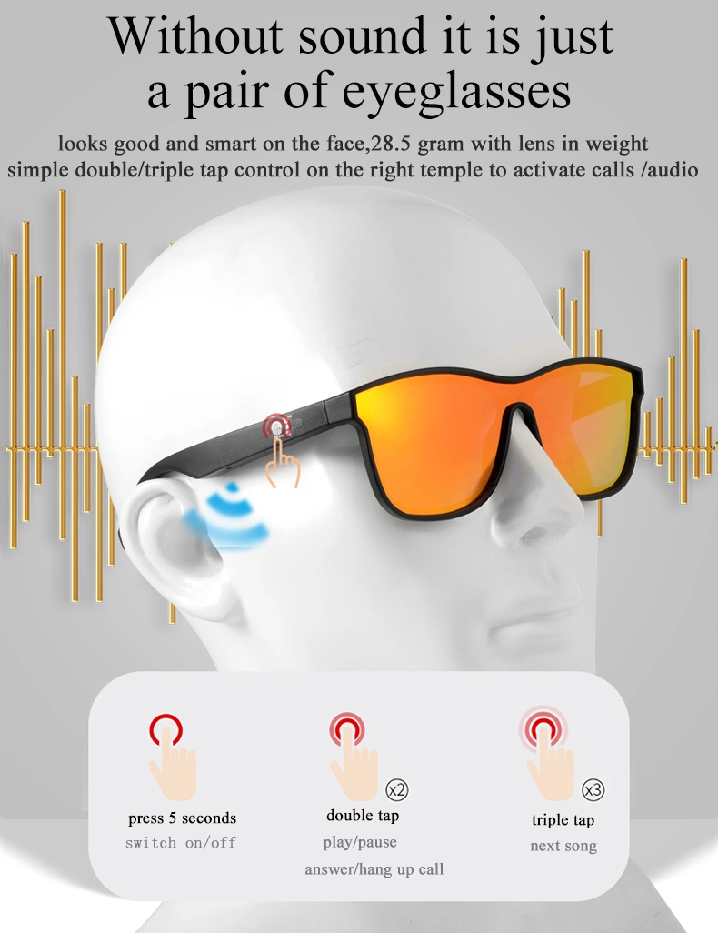 Fashion Polarized Smart Glasses with Blue Light Protection and Wireless Audio Call
