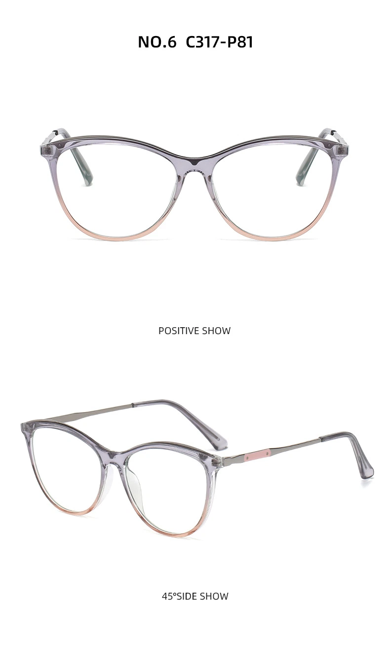 Women Anti Blue Light Cat Eye Frame Wholesale Women Eyeglasses New Design Tr90 Optical Frames Gaming Computer Glasses