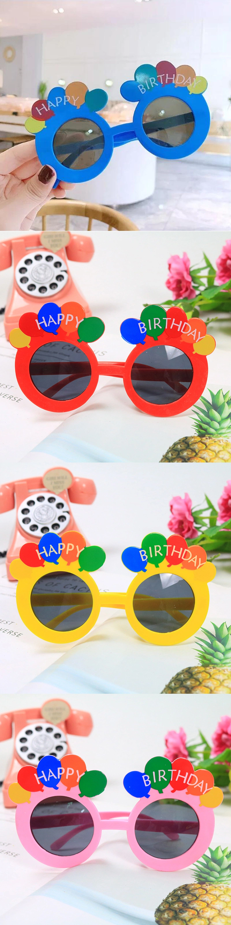 Cute Balloon Birthday Gifts Festival Sunglasses Happy Birthday Party Sun Glasses Promotional Gift Toys Novel Kids Glasses