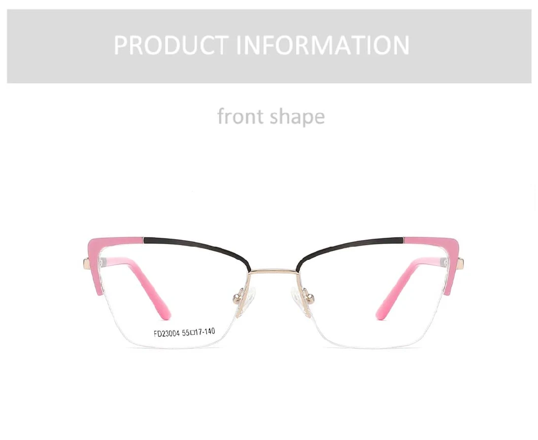 Gd Wenzhou Factory China Wholesale Retro Half Frame Women Metal Shinny Stainless Optical Frames Classic Designer Spring Hinge Optical Eyeglass Frames