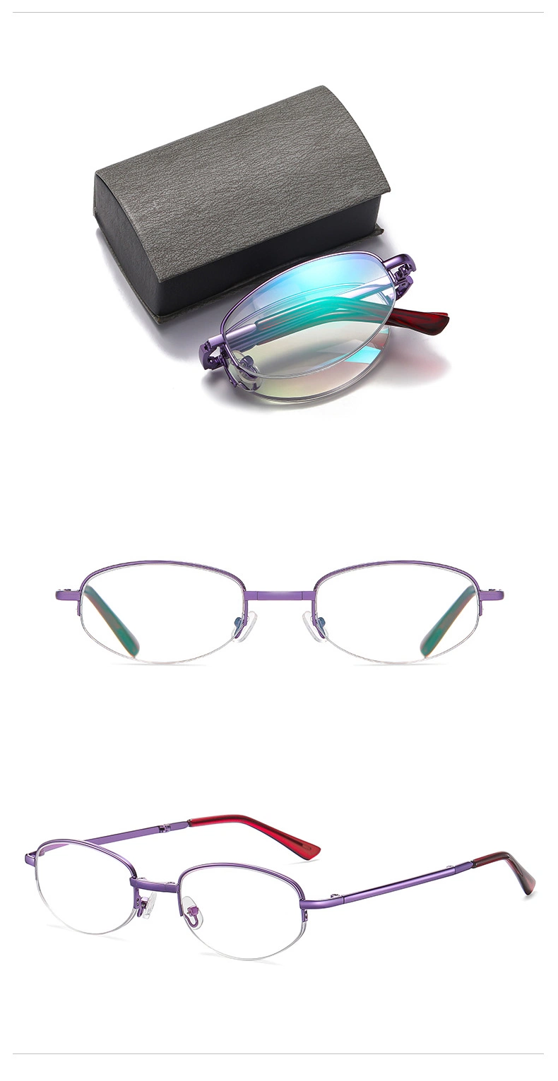 New Product High Quality Trend Half Frame Anti Blue Light Folding Metal Eyewear Women Colorful Reading Glasses