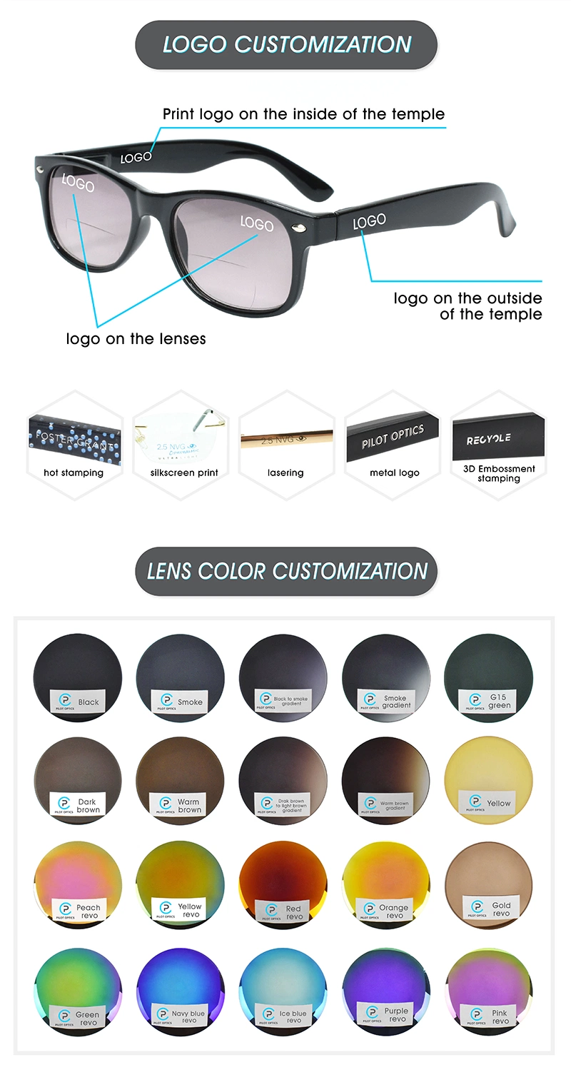Pilot Optics Half Rim Rectangle PC Guangzhou Factory Sunglasses