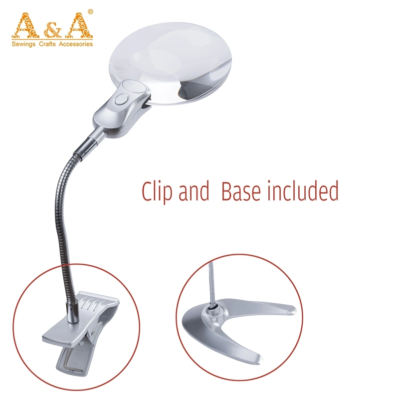 Magnifying Lamp, 10X 5X Desktop Magnifying Glasses with Light and Stand Hands Free LED Magnifying Glass 360&deg; Flexible Magnifier Lamp for Crafts, Reading