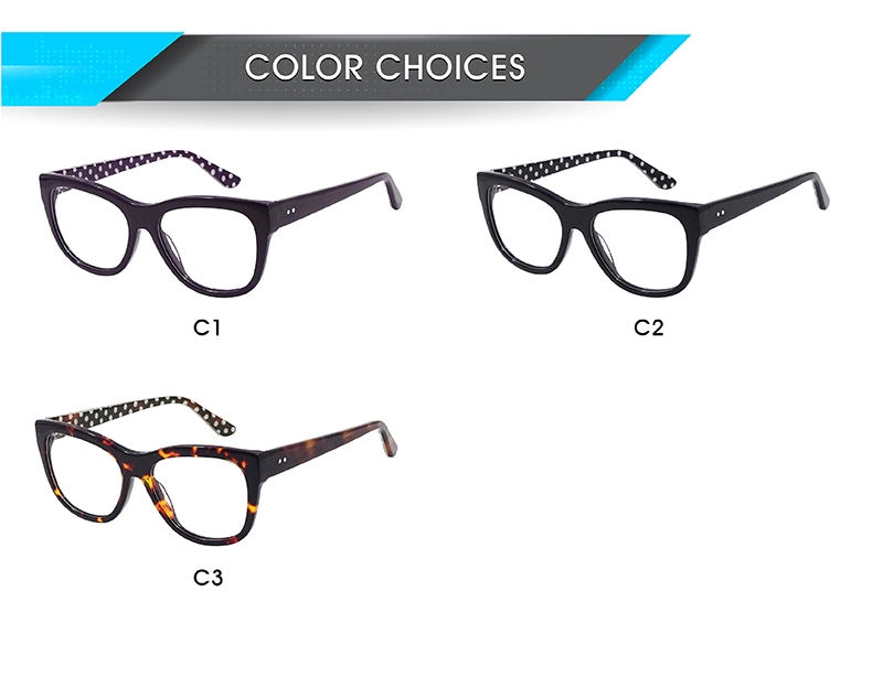 Newest Design Acetate Woman Colorful Pattern Cat Eye Optical Frames