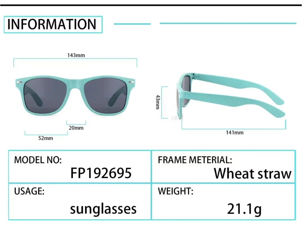 Sustainable Environmental Glasses Eco-Friendly Degradable Men Sun Glasses Wheat Straw Biodegradable Sunglass UV400 Women Sunglasses