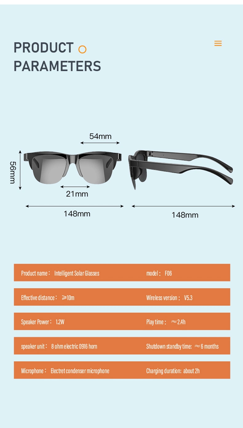 Fashion Trending Style Sun Glasses Sunglasses Bluetooth Glasses Sunglasses Sun Glasses for Men