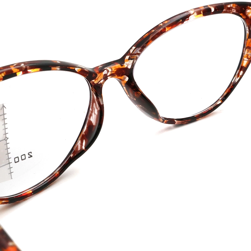 in Stock Full Frame Tortoiseshell Cat Eyes Progressive Lens Reading Glasses for Women