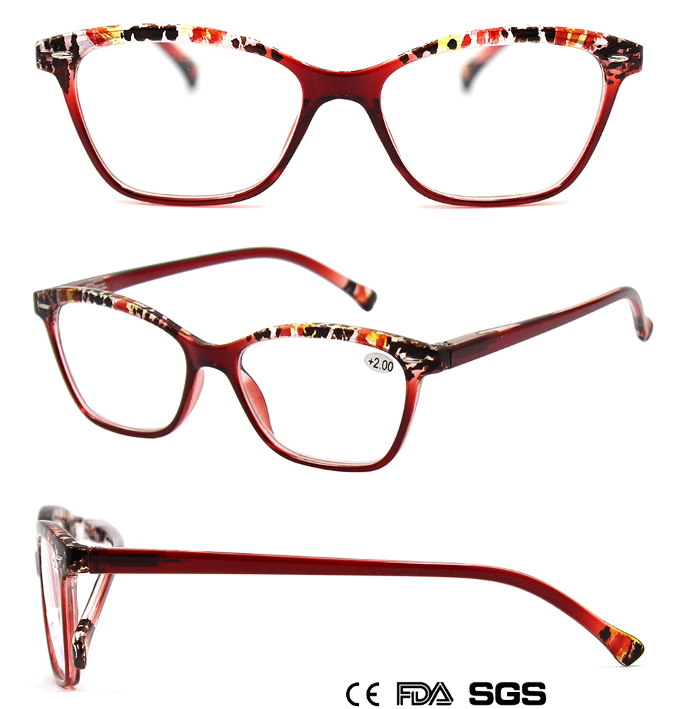 Fashion Unisex Custom PC Eyewear Optical Reading Glasses with Demi Top Print