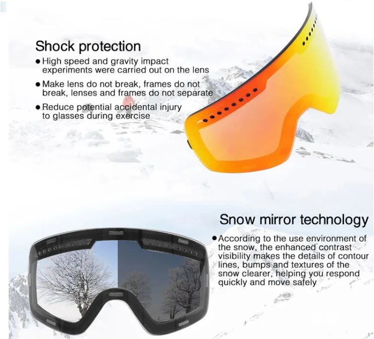 OEM Frame Color Adult Winter Safety Sports Protection Non-Slip Rubber Snowboard Ski Goggles