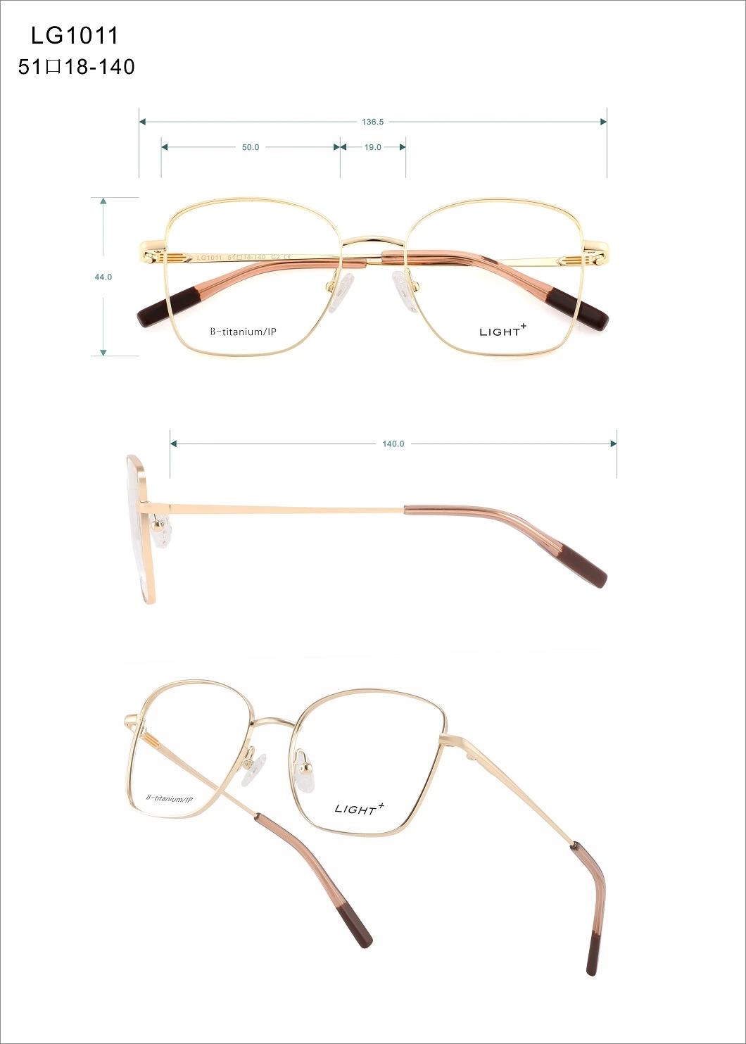 Top Quality Classical Gold Titanium Eyeglasses Frame Polygon Optical Glasses