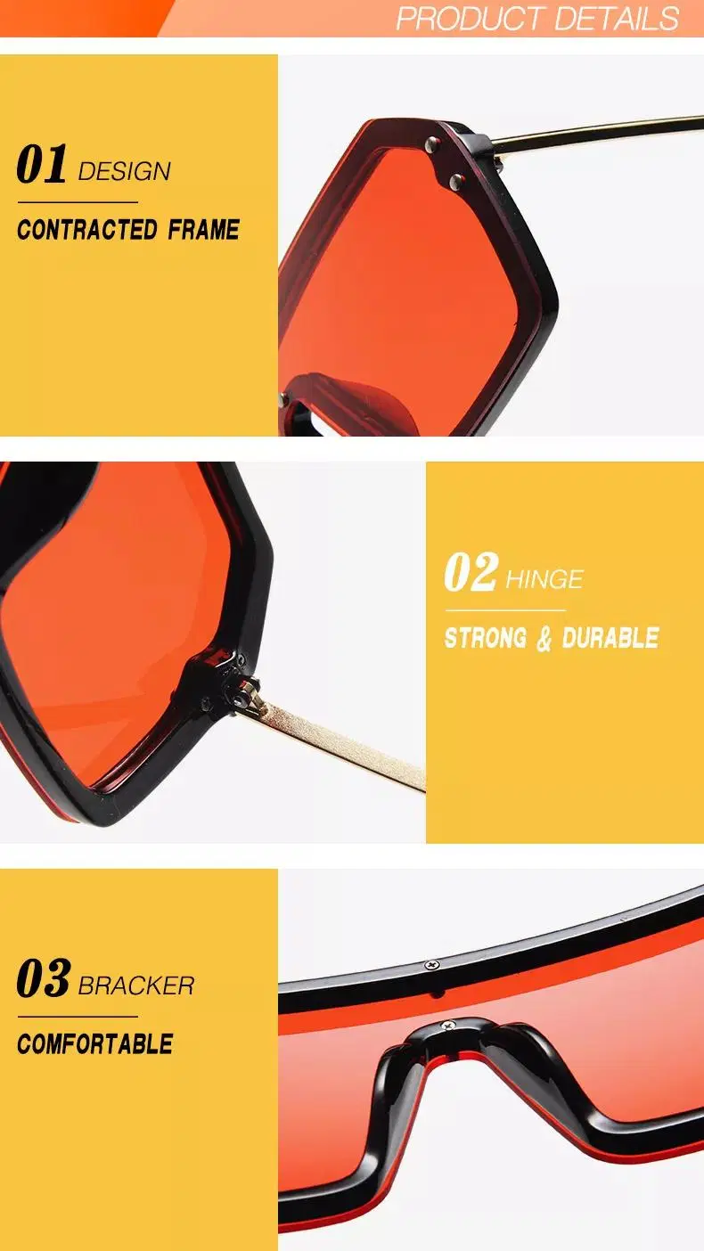 2022 New Arrival Vintage Retro Watermark One-Piece Sun Glasses Square Frame Oversized Men Women Sunglasses