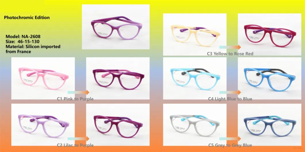 2020 Color Changing Kids Glasses Frames Cat Eye Safety No Screw Photochromic Eyeglasses