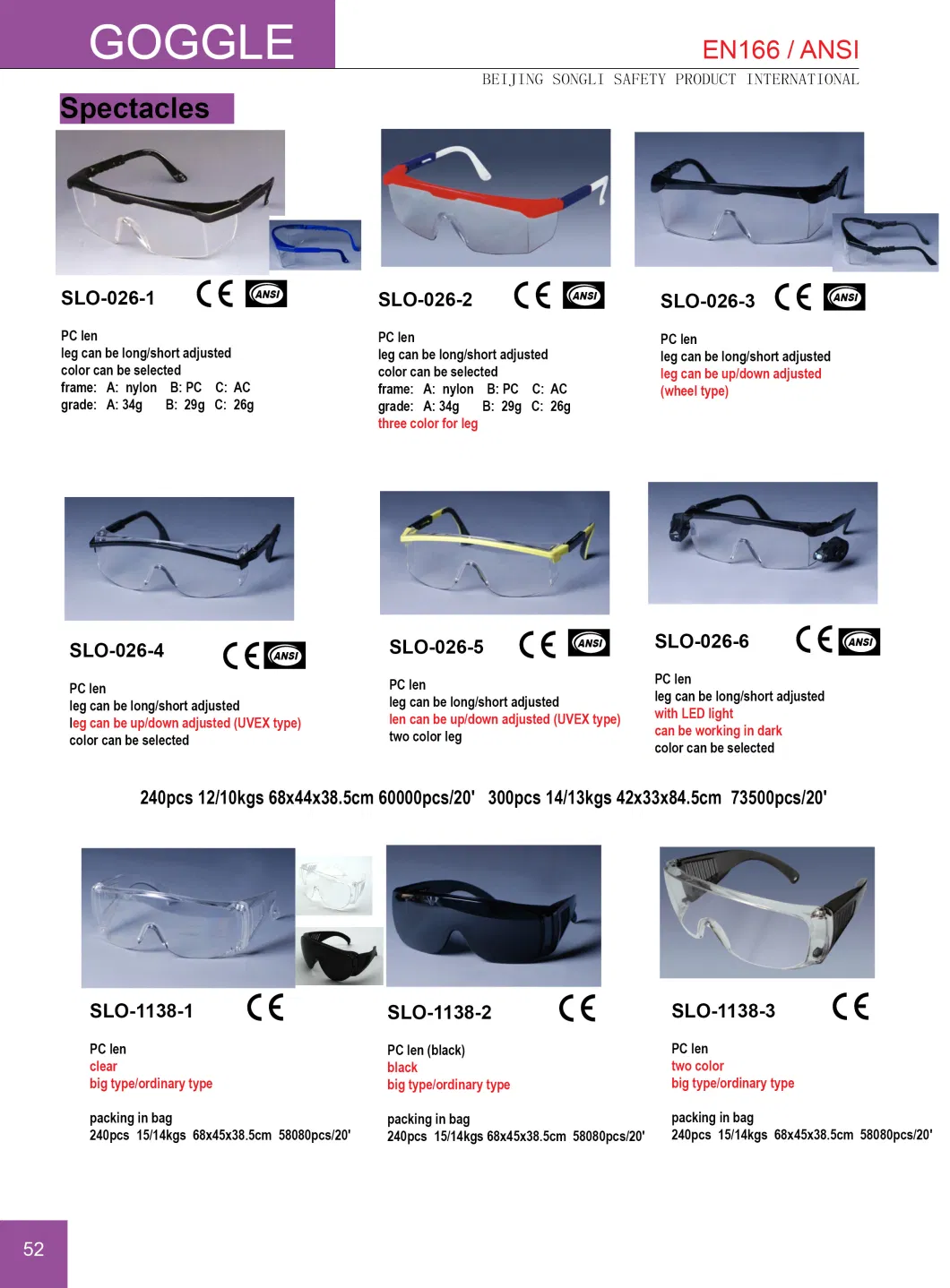 Slo-Y691b Eye Protection Protective Eye Wear Goggle Spectacles Safety Glasses