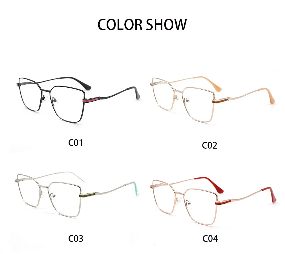Metal Fashion Cateye Glasses Frame Women Computer Eyewear Optical Myopia Glasses Eyeglasses