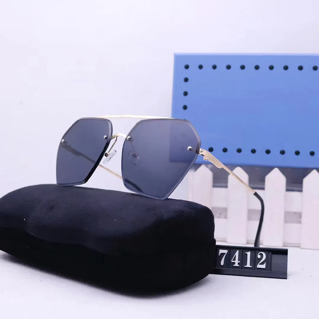 Luxury Brand Metal Frame Women Gradient Sunglasses 2023 New Rimless Rectangle Sun Glasses Classic Men Eyewear Designer Shades