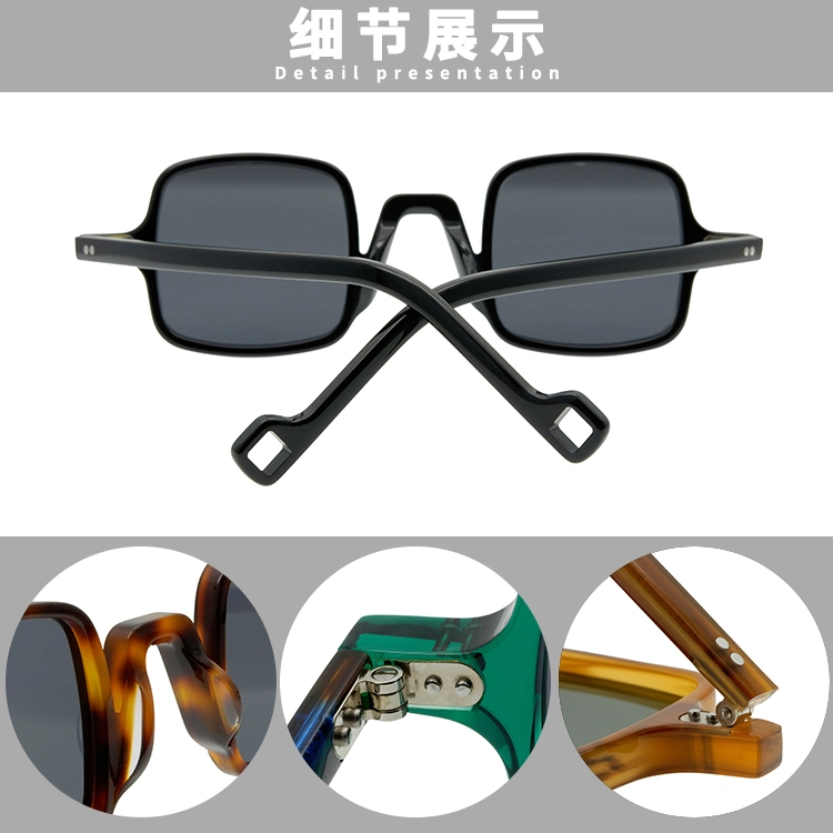 Vintage Designer Sunglasses Men Acetate Square Polarized Glasses Fashion Women 2023